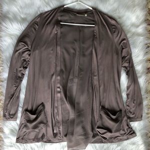 Logo By Lori Goldstein Mauve Chiffon Back Cardigan